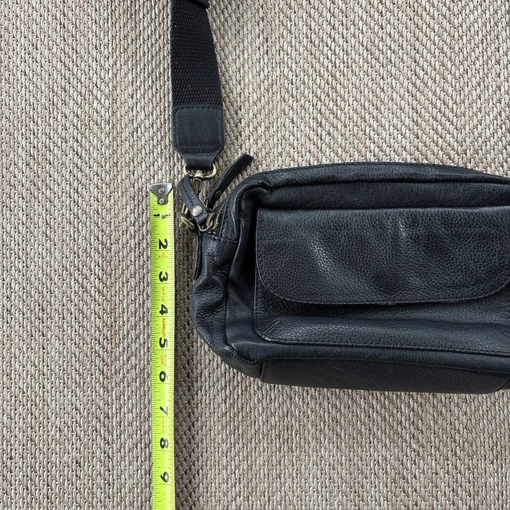 Fat Face Womens Black Genuine Leather Crossbody Bag Purse Classic - Picture 12 of 14